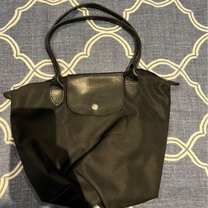 Longchamp large black Le Pliage tote
